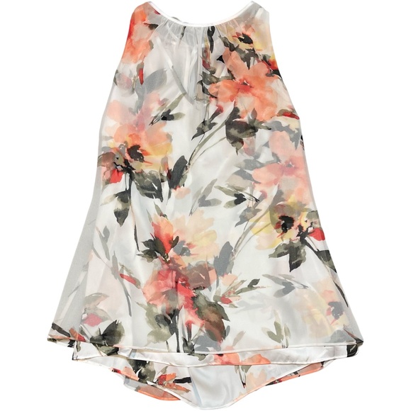 White House Black Market Floral Chiffon Top Size XS - Picture 2 of 6